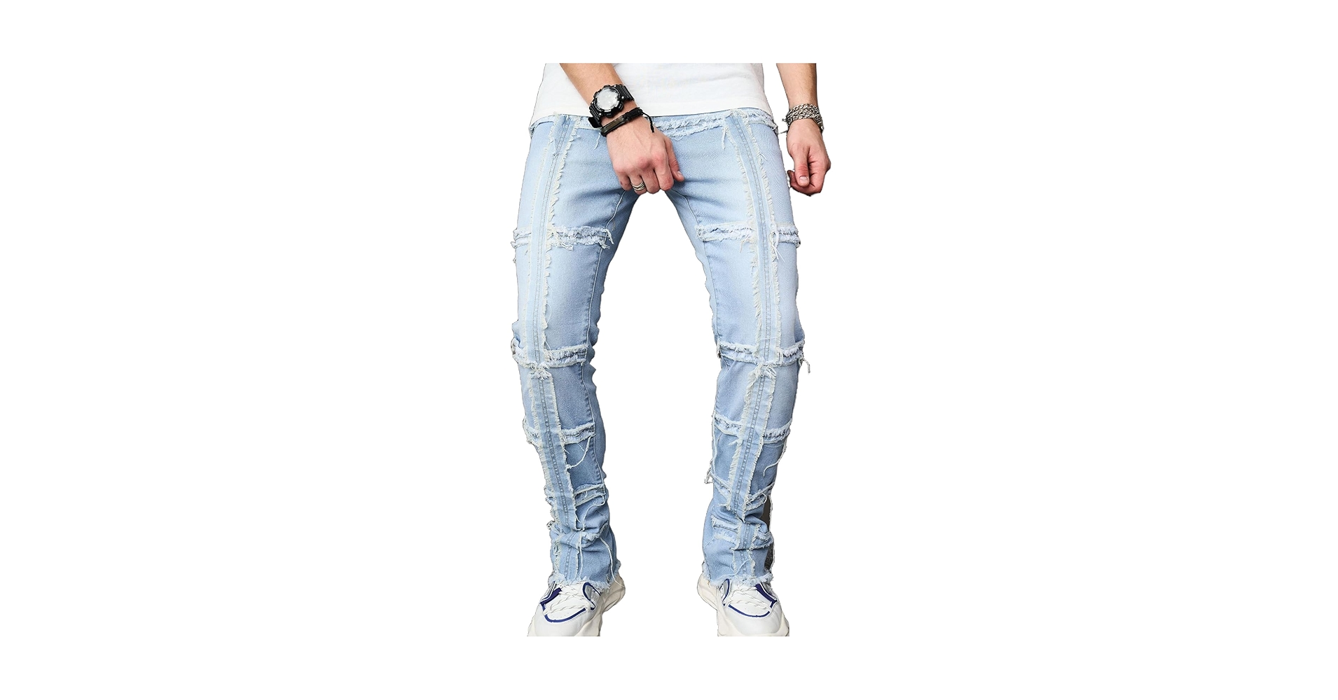 Amazon.com: Mens Ripped Stretch Skinny Jeans Distressed Slim